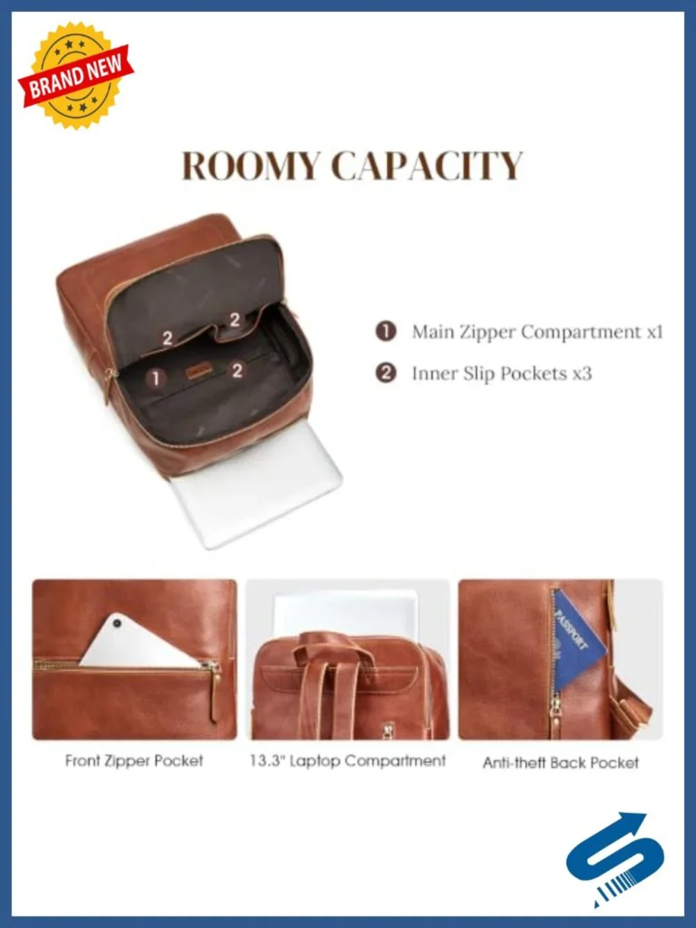 Full Grain Cattle Leather Backpack | 14L Fits 13.3
